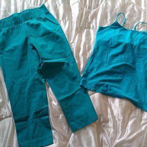 Turquoise Capri & Tank Set